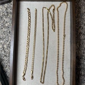 18K Gold Filled Chain Necklace & Bracelet Lot